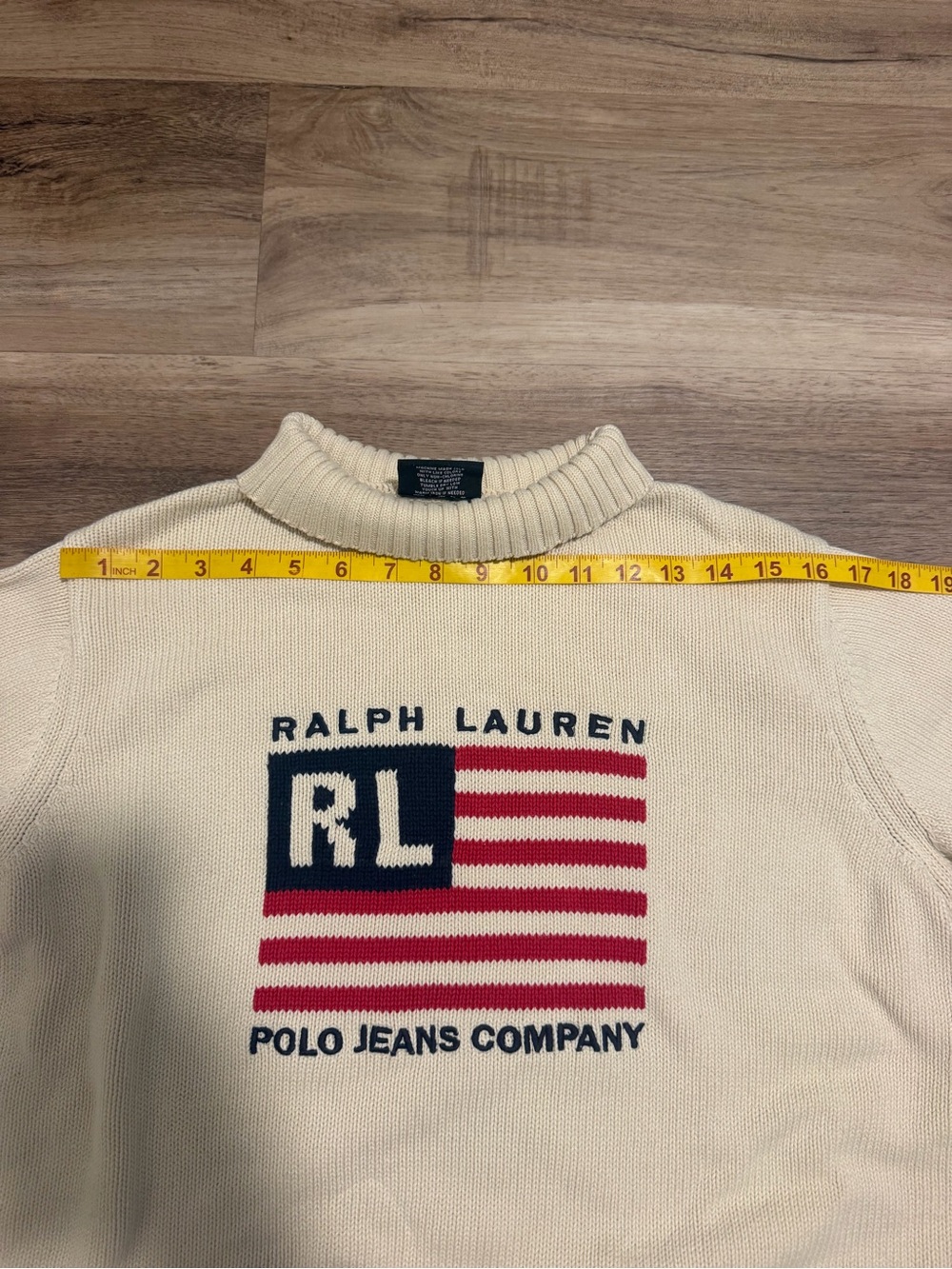 Vintage Polo Ralph Lauren Jeans Co American Flag Sweater Womens L Roll Neck Mock - Picture 10 of 10
